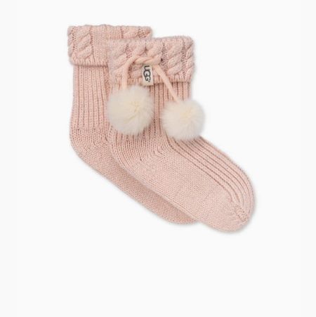 UGG Rahjee Pom-Pom Rainboot Pink Silver Socks for Kids (NPGH65714)